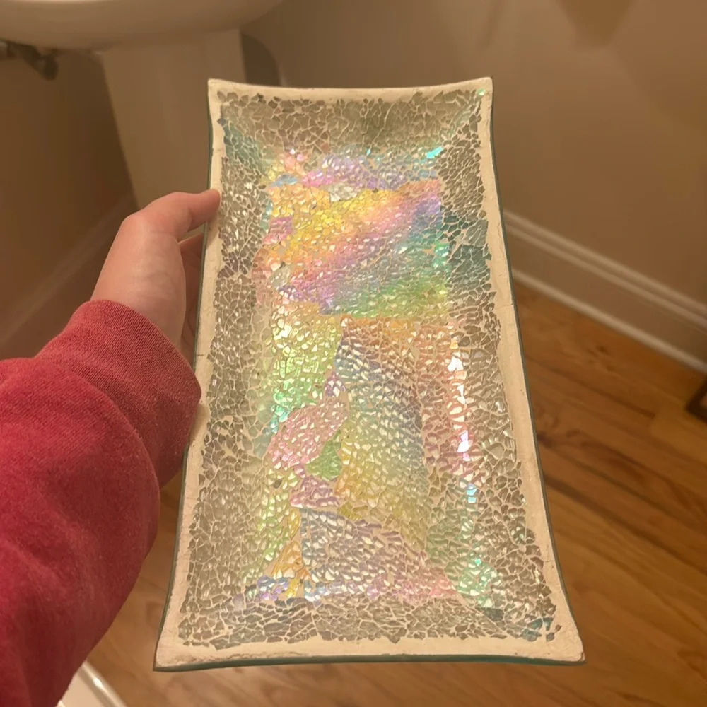 Mosaic Mirror Glass Vanity Tray Trinket Tray